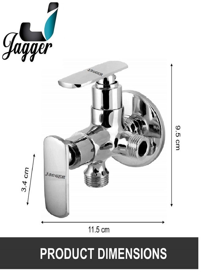 JAGGER JAG126 صنبور زاوية ثنائي الاتجاه مصنوع بالكامل من النحاس / صمام زاوية 2 في 1 للحمام / المرحاض / المنزل، ربع دورة 1/2 بوصة مع شريط تفلون وشفة جدارية (BAT) - Image 2